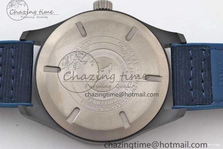 MIROTIME 0710 BestValue Mark XVIII IW328101 Black Ceramic M+F 1:1 Best Edition Blue Dial on Blue Nylon Strap A 7058